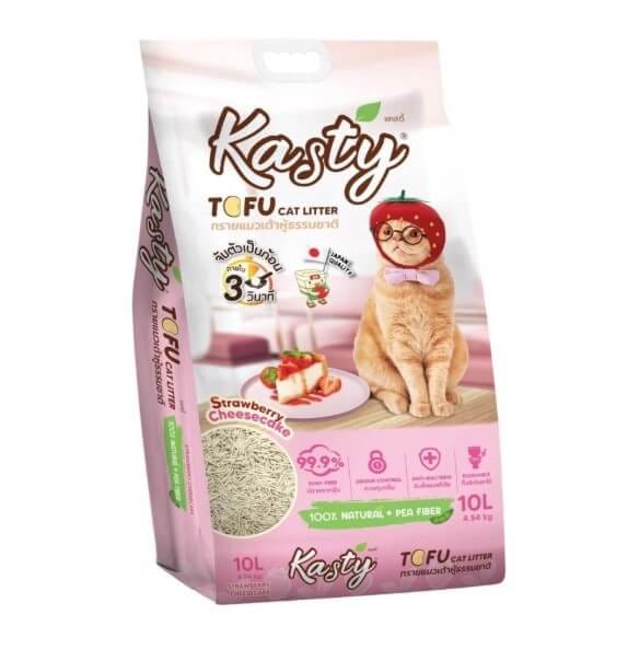 ทรายแมวเต้าหู้ KASTY กลิ่นสตรอว์เบอร์รี่ชีสเค้ก ขนาด 10 ลิตร_0